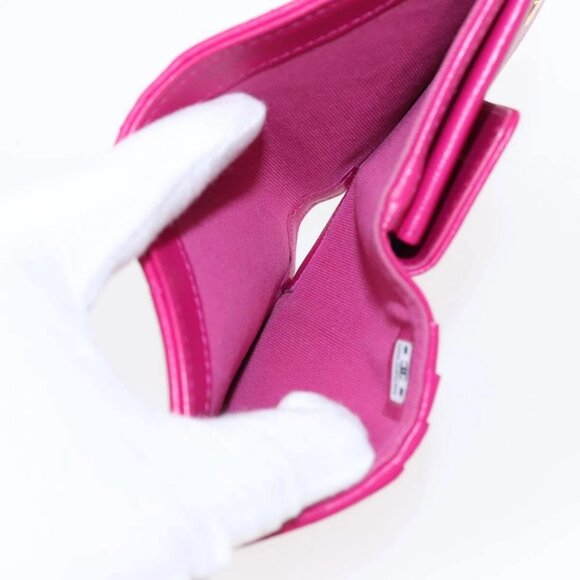 CHANEL Wallet Lamb Skin Pink Gold CC Auth 94678AM - Picture 11 of 16